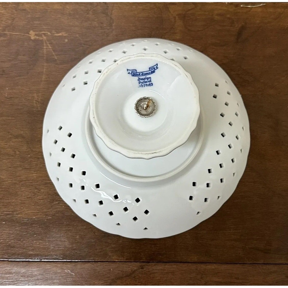 Blue Danube Blue Onion Reticulated Cake Plate Stand 8.5" Made In Japan - Picture 7 of 11